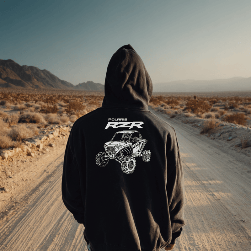 RZR Black Zip-Up Hoodie-Polaris Adventure Apparel - Goats Trail