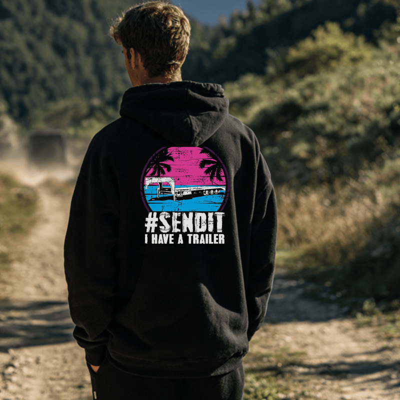 SENDIT I Have a Trailer Retro Zip-Up Hoodie – Off-Road Apparel for Overlanders - Goats Trail