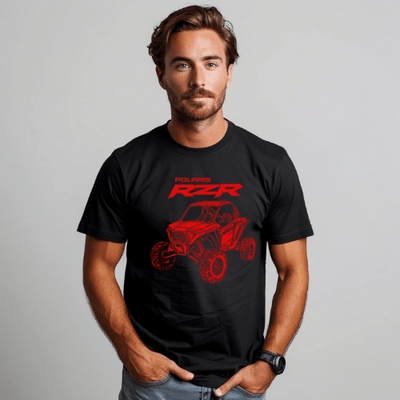 Shop Official Polaris® RZR Big and Tall Tee - Red Outline - Goats Trail Off - Road Apparel Company