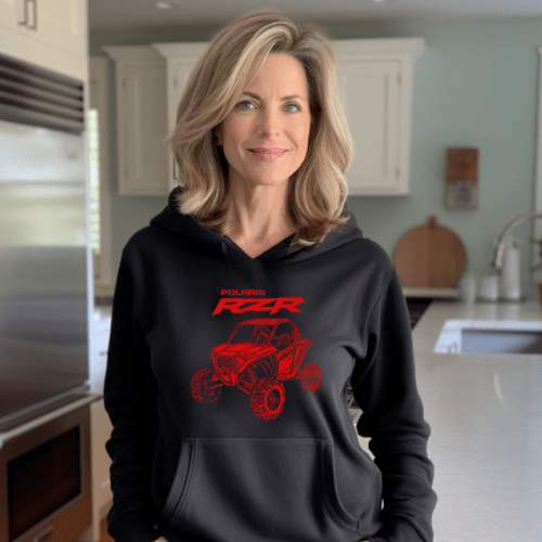 Shop Official Polaris RZR Hoodie - Red Outline - Goats Trail Off - Road Apparel Company