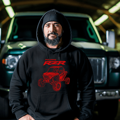 Shop Official Polaris RZR Hoodie - Red Outline - Goats Trail Off - Road Apparel Company