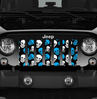 Skulls Blue and White Jeep Grille Insert - Goats Trail