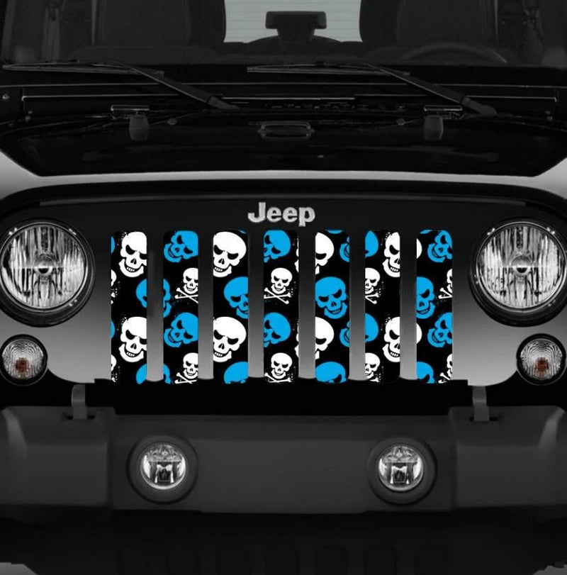 Skulls Blue and White Jeep Grille Insert - Goats Trail