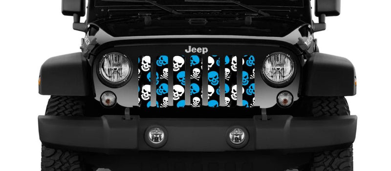 Skulls Blue and White Jeep Grille Insert - Goats Trail