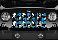 Skulls Blue and White Jeep Grille Insert - Goats Trail