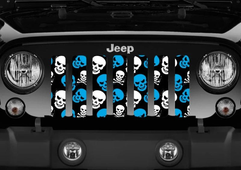 Skulls Blue and White Jeep Grille Insert - Goats Trail