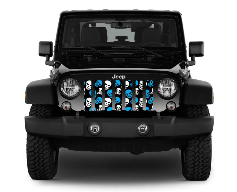 Skulls Blue and White Jeep Grille Insert - Goats Trail