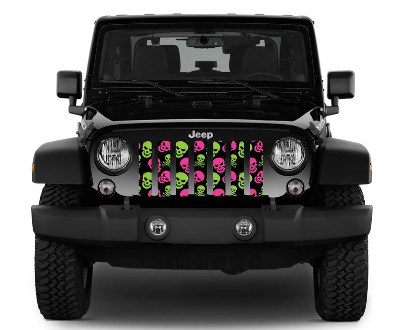 Skulls Pink and Green Jeep Grille Insert - Goats Trail
