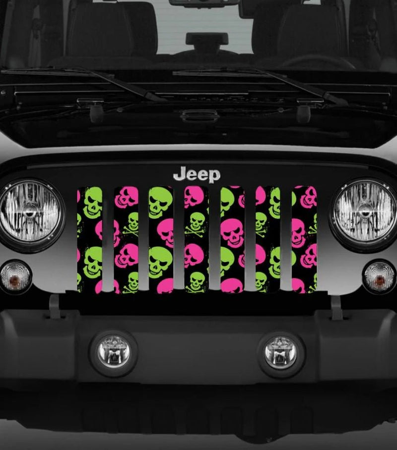Skulls Pink and Green Jeep Grille Insert - Goats Trail