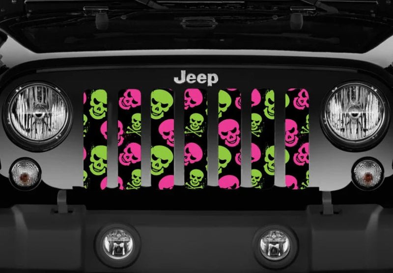 Skulls Pink and Green Jeep Grille Insert - Goats Trail