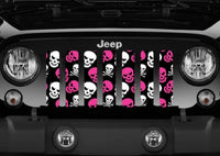 Skulls Pink and White Jeep Grille Insert - Goats Trail