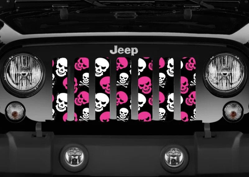 Skulls Pink and White Jeep Grille Insert - Goats Trail