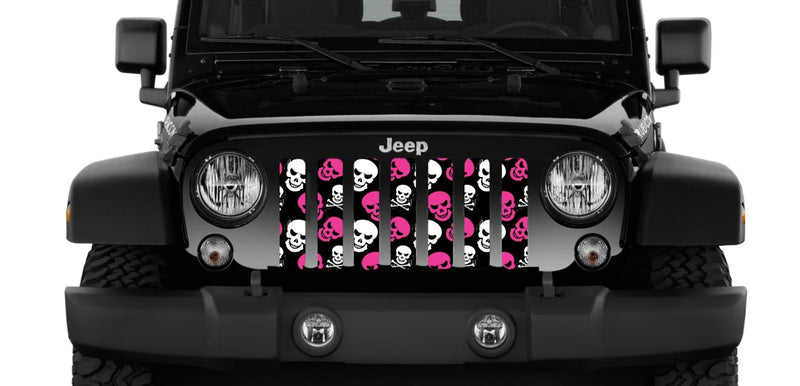 Skulls Pink and White Jeep Grille Insert - Goats Trail