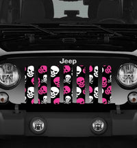 Skulls Pink and White Jeep Grille Insert - Goats Trail