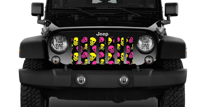 Skulls Pink and Yellow Jeep Grille Insert - Goats Trail
