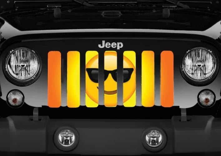 Smiley Face Sunglasses Emoji Yellow Grille Insert-Good Vibes Grille Insert