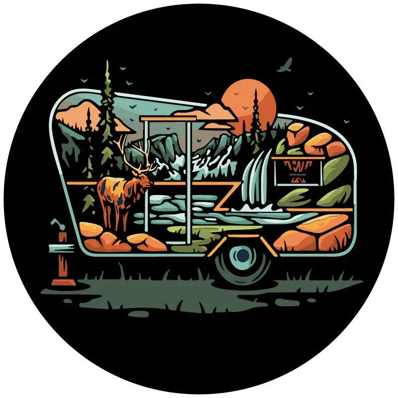 Spare Tire Cover Camper Wilderness Nature Explore-RV, Camper, Van Cover without back up camera / 