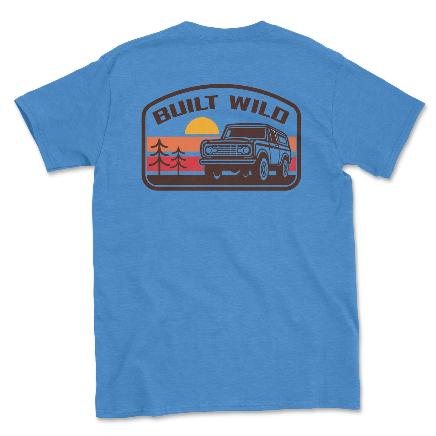 Sunset Bronco Retro Built Wild Tee Shirt - Goats Trail Off-Road Apparel Company