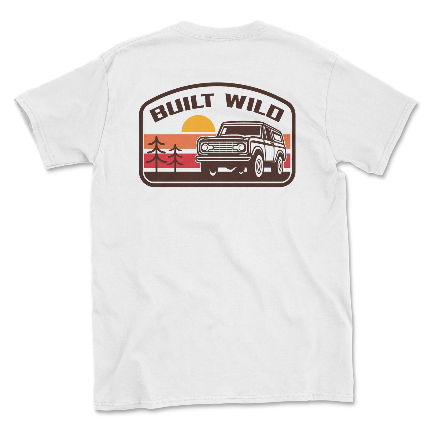 Sunset Bronco Retro Built Wild Tee Shirt - Goats Trail Off-Road Apparel Company