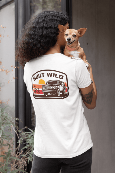 Sunset Bronco Retro Built Wild Tee Shirt - Goats Trail Off-Road Apparel Company