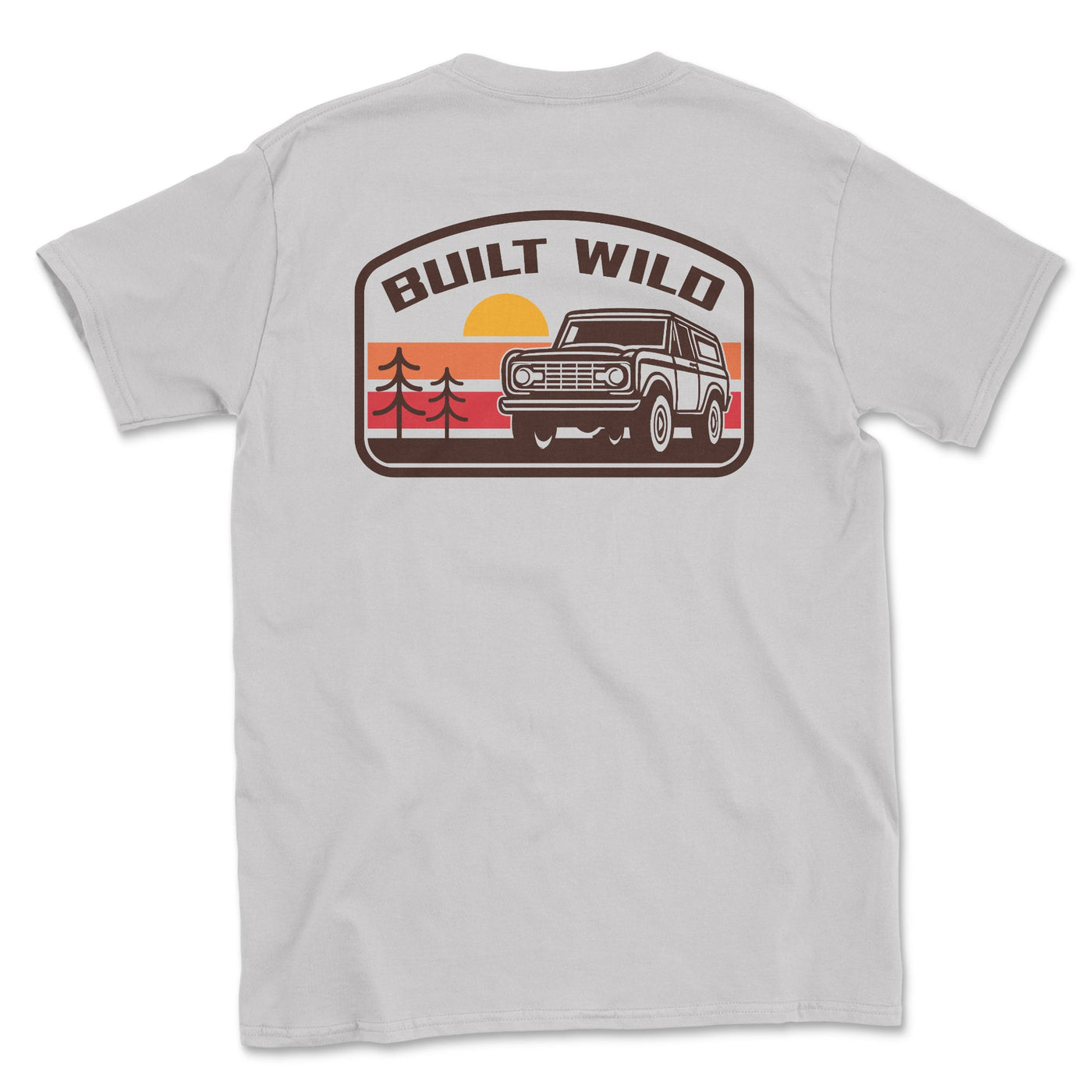 Sunset Bronco Retro Built Wild Tee Shirt - Goats Trail Off-Road Apparel Company