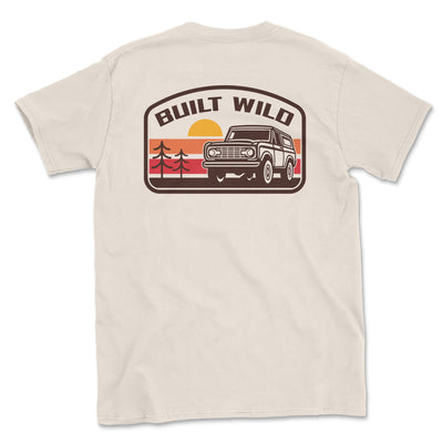 Sunset Bronco Retro Built Wild Tee Shirt - Goats Trail Off-Road Apparel Company