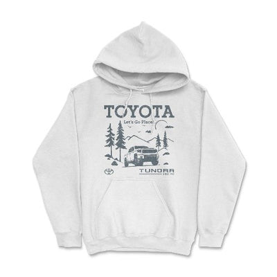 Toyota Tundra "Let's Go Places" Pick-Up Truck Off Road Hoodie White / Small Hooded Sweatshirt