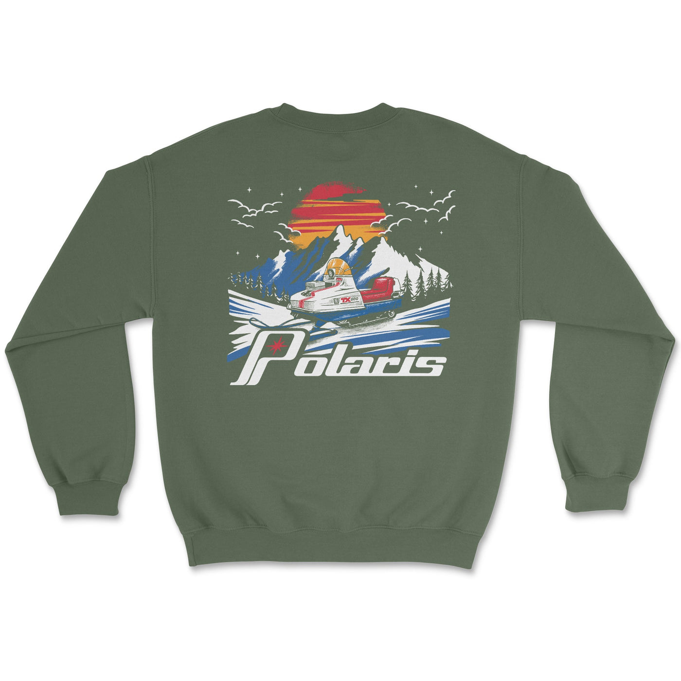 Vintage Polaris Snowmobile Crewneck Sweatshirt - Goats Trail Off - Road Apparel Company