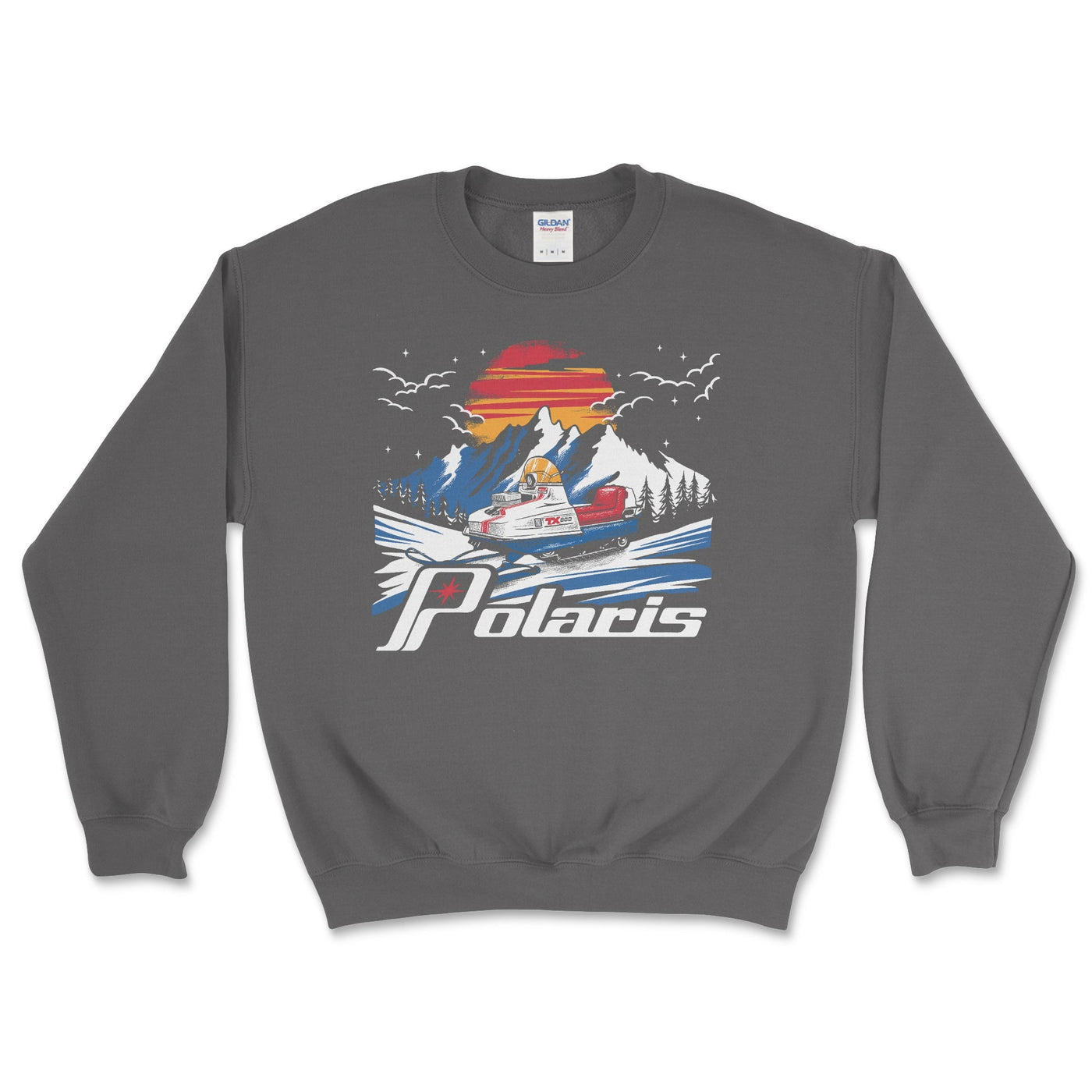 Vintage Polaris Snowmobile Crewneck Sweatshirt Charcoal / Small Crewneck Sweatshirt
