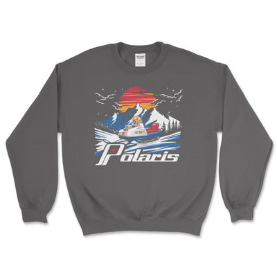 Vintage Polaris Snowmobile Crewneck Sweatshirt Charcoal / Small Crewneck Sweatshirt