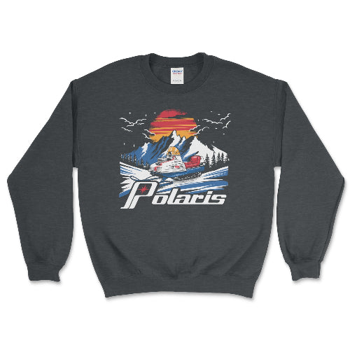 Vintage Polaris Snowmobile Crewneck Sweatshirt Dark Heather / Small Crewneck Sweatshirt
