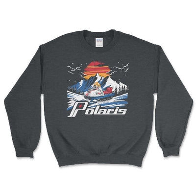 Vintage Polaris Snowmobile Crewneck Sweatshirt Dark Heather / Small Crewneck Sweatshirt