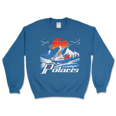 Vintage Polaris Snowmobile Crewneck Sweatshirt Royal / Small Crewneck Sweatshirt