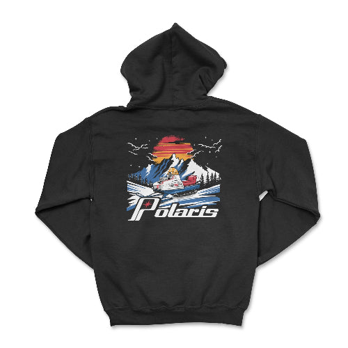 Vintage Polaris Snowmobile Zip-Up Hoodie Black / Small Zip-Up Hoodies