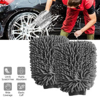 WASH & WHIPS Microfiber Chenille Car Cleaning Mitt - 2 pack - Goats Trail