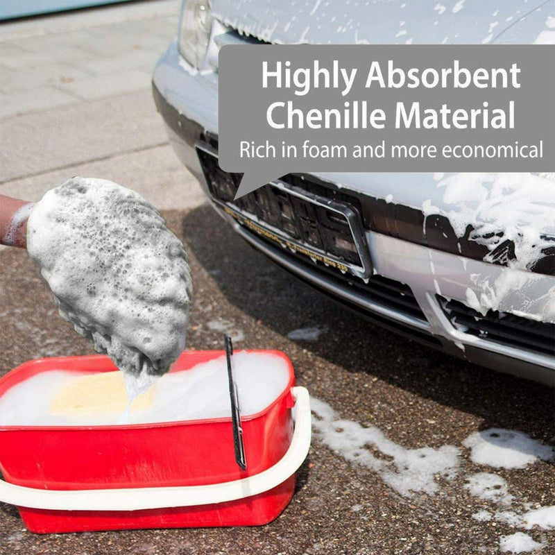 WASH & WHIPS Microfiber Chenille Car Cleaning Mitt - 2 pack - Goats Trail