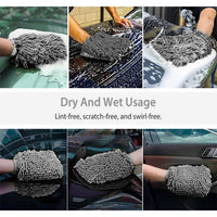 WASH & WHIPS Microfiber Chenille Car Cleaning Mitt - 2 pack - Goats Trail