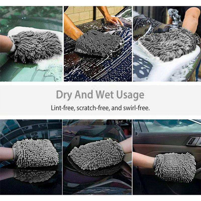 WASH & WHIPS Microfiber Chenille Car Cleaning Mitt - 2 pack - Goats Trail