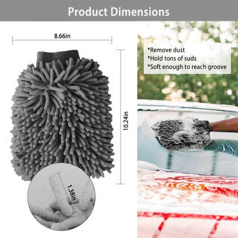 WASH & WHIPS Microfiber Chenille Car Cleaning Mitt - 2 pack - Goats Trail