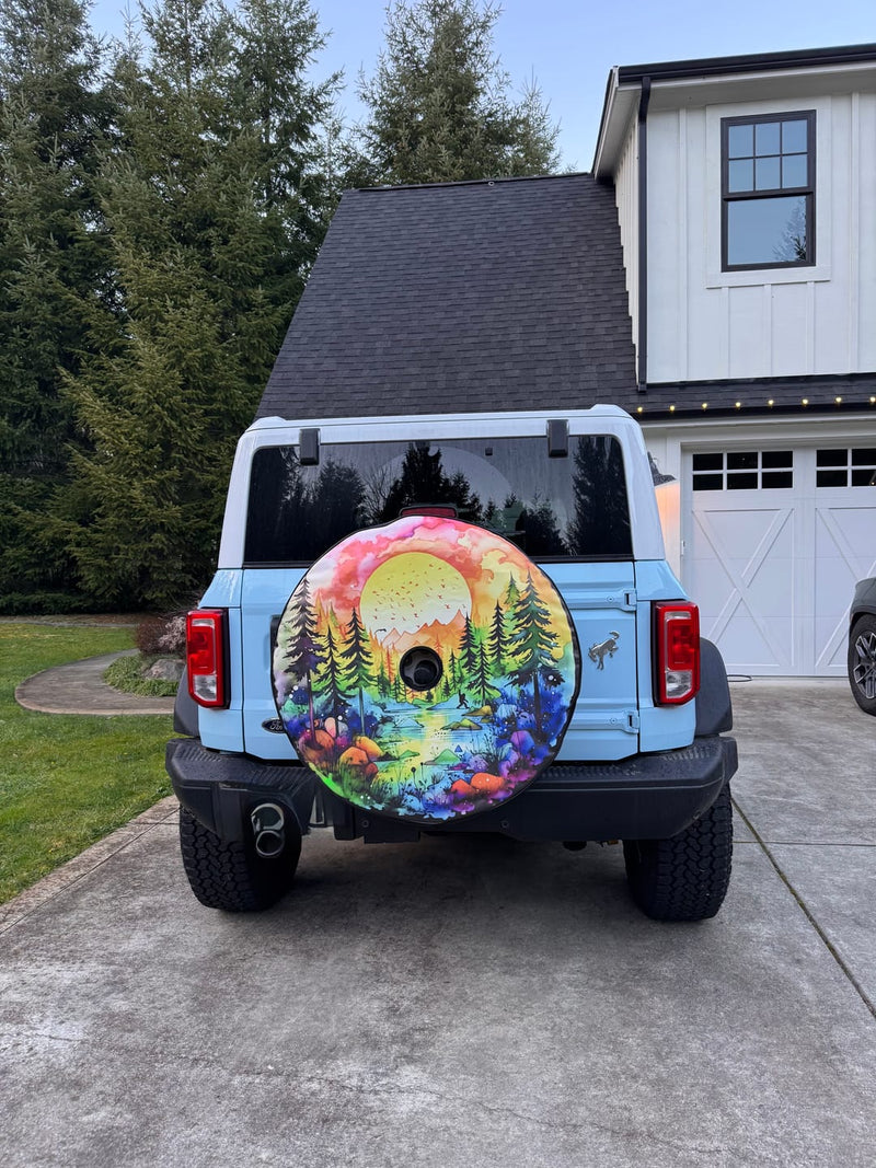 Watercolor Wilderness Spare Tire Cover - Goats Trail