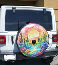 Watercolor Wilderness Spare Tire Cover - Goats Trail