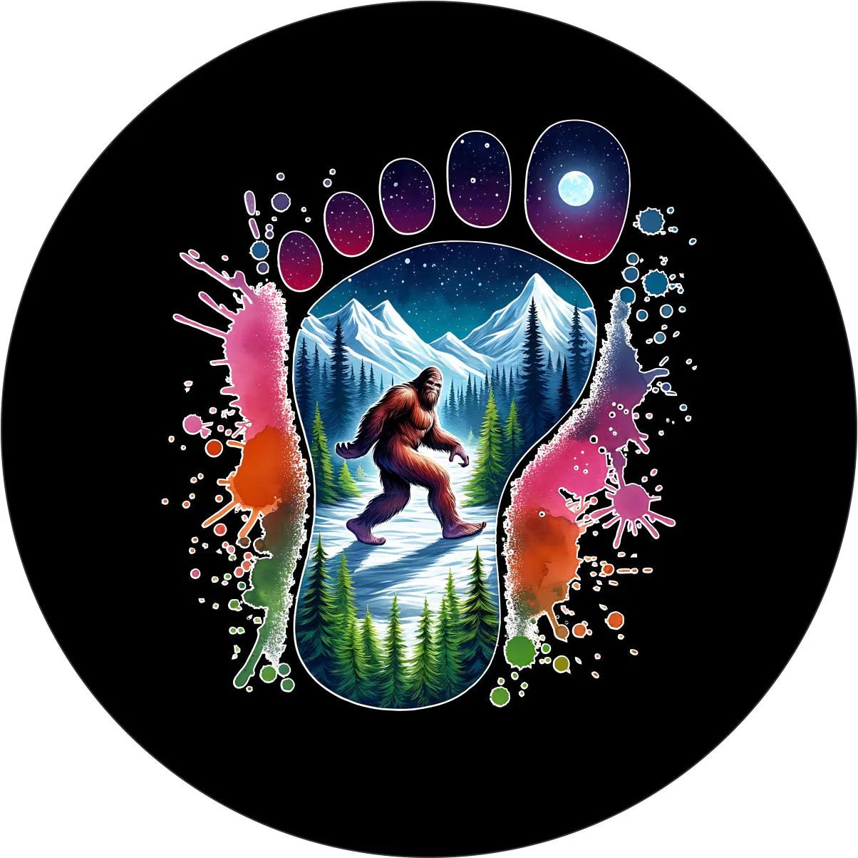 Wilderness Bigfoot Neon Footprint Spare Tire Cover - Goats Trail Off - Road Apparel Company