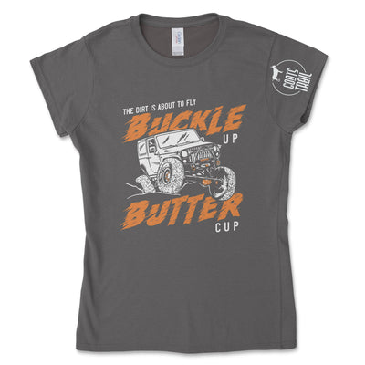 Women's Buckle Up Buttercup Tee Shirt - Goats Trail Off-Road Apparel Company