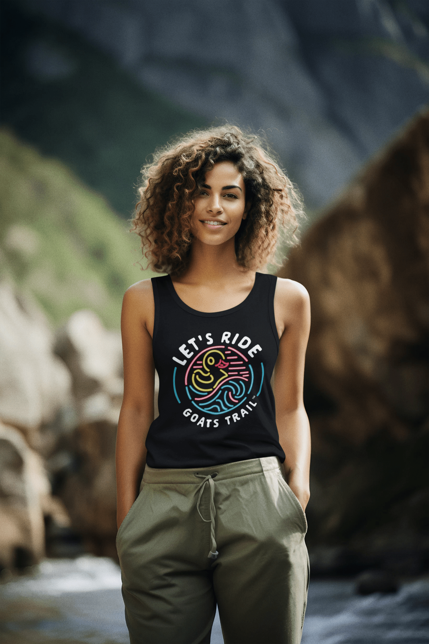 Women's Neon Duck Let's Ride Tank Top - Goats Trail Off-Road Apparel Company