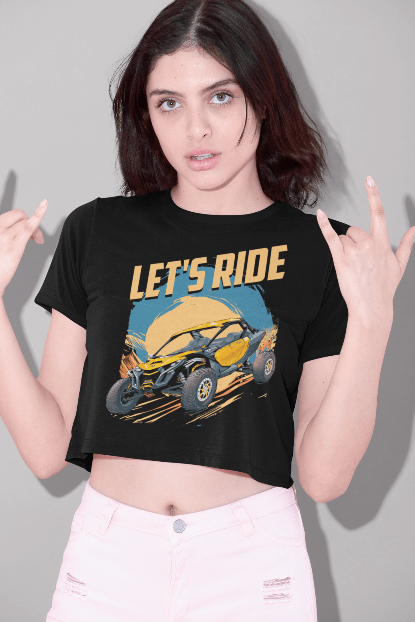 Women's Side-by-Side Offroad Crop Top-Let's Ride - Goats Trail Off-Road Apparel Company