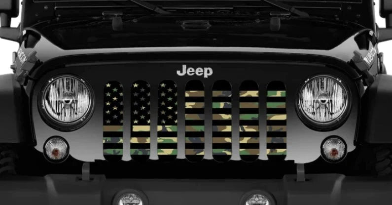 American Flag Deep Woods Camo Grille Insert - Goats Trail
