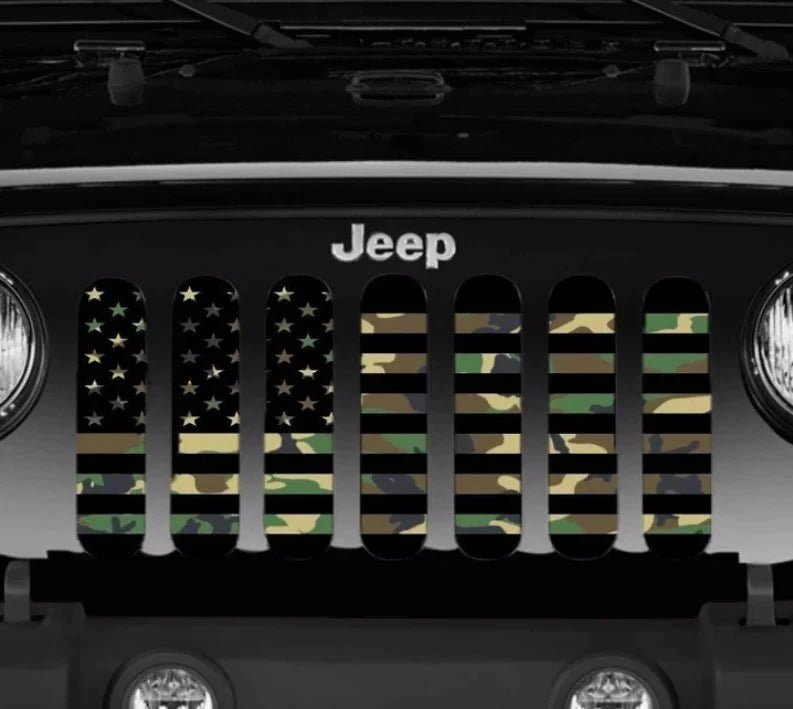 American Flag Deep Woods Camo Grille Insert - Goats Trail