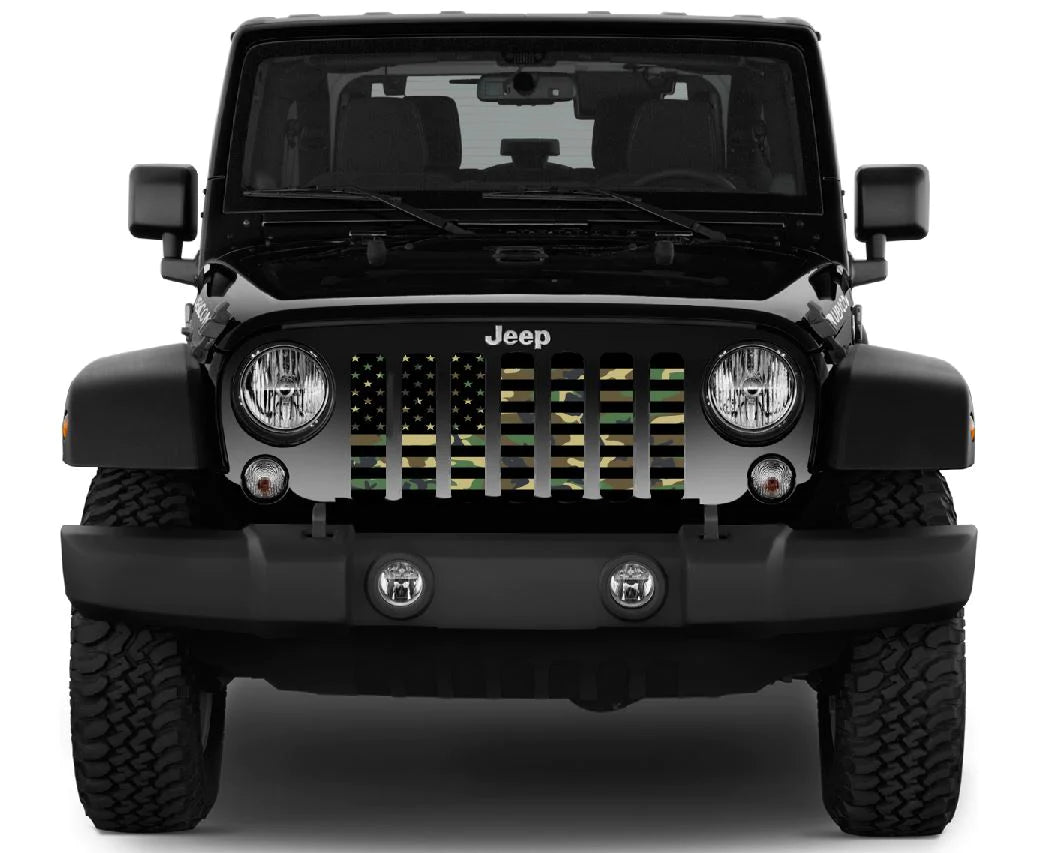 American Flag Deep Woods Camo Jeep Grille Insert - Goats Trail Off-Road Apparel Company