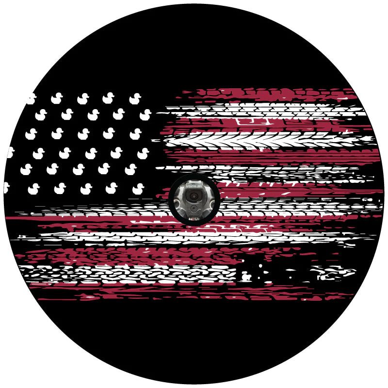American Flag Jeep Ducks Tire Track Cover - Goats Trail Off-Road Apparel Company