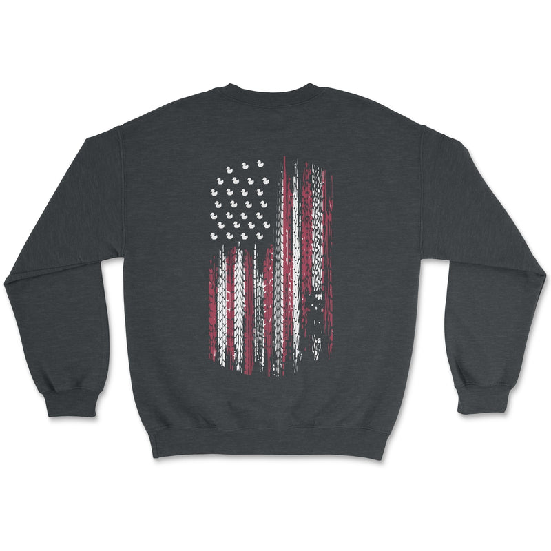 American Flag Patriotic Tread Sweatshirt - Duck Theme - Goats Trail